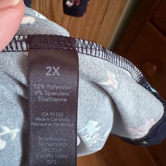 George super soft knit dress 2X EUC midi faux wrap navy with floral print - Picture 6 of 7